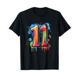Number 11 11th Birthday Eleven Year Old Boys Girls Graffiti T-Shirt