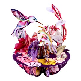 SANTORO Pirouette, 3D Pop Up Greeting Card - Hummingbirds (Blush) - For Her, Wife, Sister, Daughter, Birthday, Bird Lovers | Thank You | Get Well Soon | Mother's Day