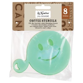 KitchenCraft Le’Xpress Kaffeeschablone für Latte Art, Kunststoff, Weiß, 8er-Set