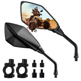 ATV Mirror, Motorcycle Side Rear View Mirrors for Bike Scooter Cruiser with 8mm 10mm Bolt, 7/8" Handle Bar Mount Clamp, Side Rearview Mirrors Compatible with Yamaha Honda Kawasaki Victory