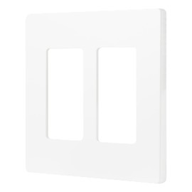 Power Gear Double Rocker Screwless Wall Plate Cover, 4.75" H x 4.75” L, Outlet Covers Wall Plate, Light Switch Cover Plate, Switch Plates and Outlet Covers, White Outlet Cover Plate, UL Listed, 61911