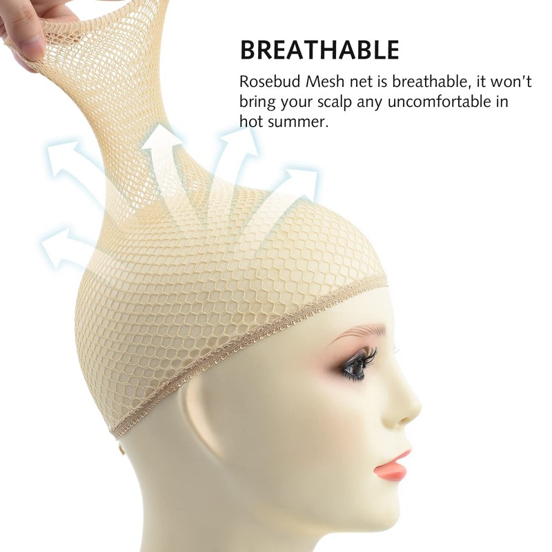 ROSEBUD 4 Pieces Mesh Wig Cap Net, Hair Mesh Net