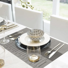 Lumaca Washable Placemats, Set of 6 Place Mats Made of 70% PVC and 30% Polyester, Easy to Clean, Non-Slip, Heat Resistant, Ideal for the Kitchen Table, Grey