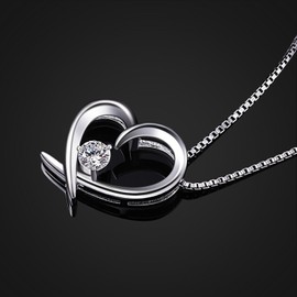 B.Catcher Heart Necklace Women's Necklace 925 Sterling Silver Vivid Heart Jewellery 45 cm Chain Length Gift for Women/Girlfriend/Daughter