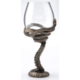 Veronese Design 9.75 Inch Steampunk Octopus Tentacle Occult Wine Glass Antique Bronze Finish