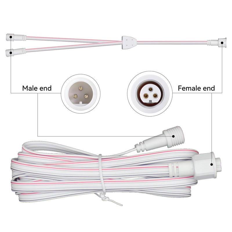 Y-Splitter for Gov-e Permanent Outdoor Lights Pro,1FT Y-Shaped Extension Cable