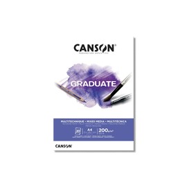 Canson Graduate Mix Medium Fine 200g A4 Glued Pad 20H White