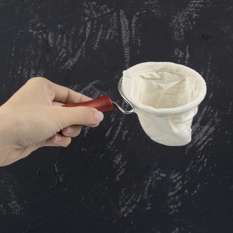 AUEAR, Wooden Handle Coffee Filter Reusable Cafe Flannel Cloth Bag