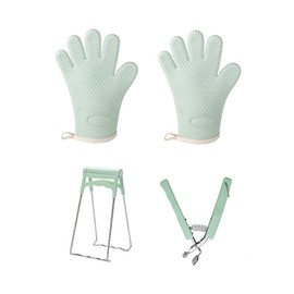 Silicone Oven Mitts Pair Hot Plate Gripper Set Silicone Gloves Heat Resistant Oven Mitts for Women Men Oven Gloves with Fingers Silicone Oven Gloves for Cooking Baking Kitchen new apartment essentials