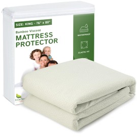 Four Seasons Essentials King Size Waterproof Mattress Protector - Cooling Viscose derived from Bamboo Fitted Sheet Mattress Cover - Quilted Jacquard Pad Protects from Dust Allergens