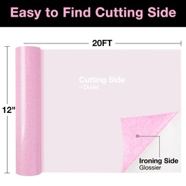TORC Pink Glitter HTV Heat Transfer Vinyl Large Roll 12 inch x 20 ft Sparkly Iron on Vinyl for T Shirts Crafts