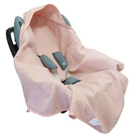 Leanbe Swaddling Blanket Made of Waffle Fabric for Summer 100% Cotton Baby Blanket for Car Seat Cuddly Blanket Pram Blanket for Pushchairs Buggies 3 Point Strap (Pink)