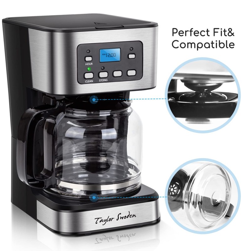 12-Cup Replacement Glass Carafe for Taylor Swoden Coffee Maker Models