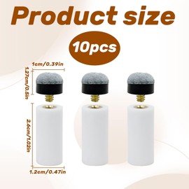 10PCS Pool Cue Tips,Snooker Cue Tip,Screw on Pool Stick Tips Replacement Kit,Billiards Pole Cue Tip,Snooker Tips,Pool Stick Tips Replacement Kit,Pool Queue Stick Tips Kit Suitable for Billiards Room
