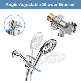 MakeFit Shower Head Holder for Handheld Shower Head, Adjustable Shower Arm Bracket with Brass Swivel Ball, 1/2 Inch IPS Female Inlet and Male Outlet, Chrome Finish