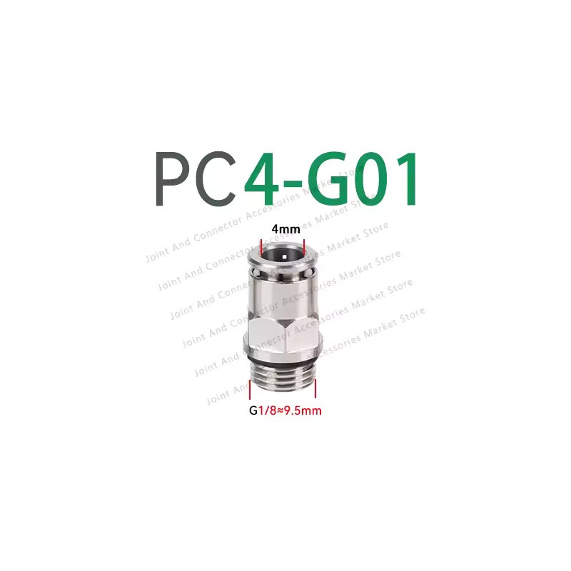 5-Pack PC-G Nickel-Plated Brass Pneumatic Push-to-Connect Fittings, 4–12 mm Tube,