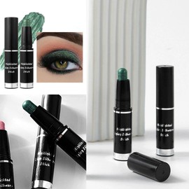 Deep Green Shimmer Eyeshadow Stick, Metallic Cream Eye Shadow Crayon, Pearlescent Glitter Eyeshadows Pencil, High Pigmented Eyeliner Smooth for Artistic Eyes Makeup