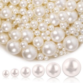 1300 Perlas Blancas de Plástico Redondas para Manualidades, Relleno de Jarrón, Decoración de Mesa, Bodas y Hogar