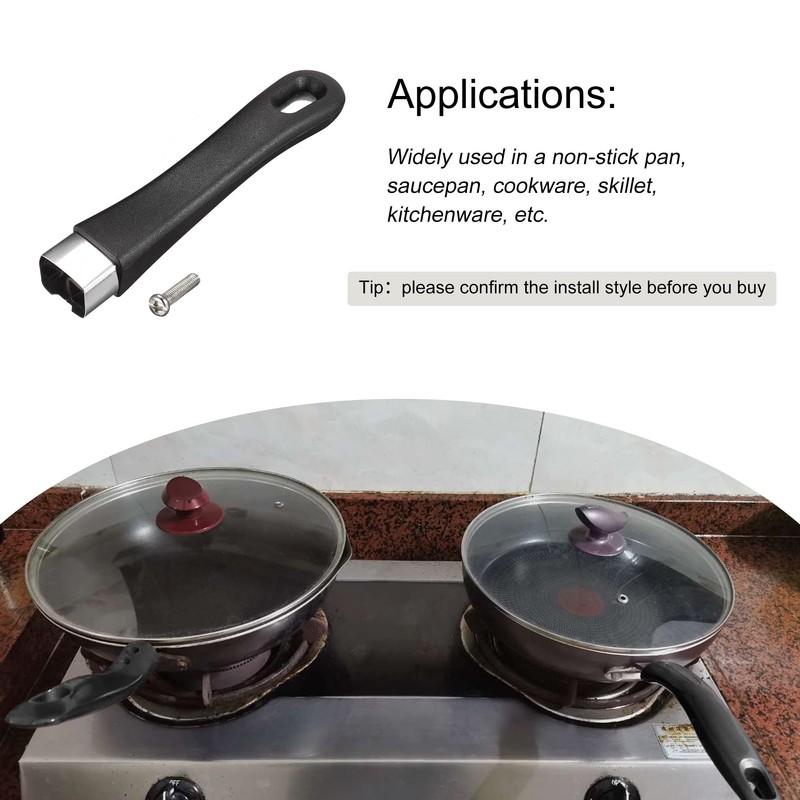sourcing map Pan Replacement Handle Black 165mm/6.5inch with Screw Nonstick