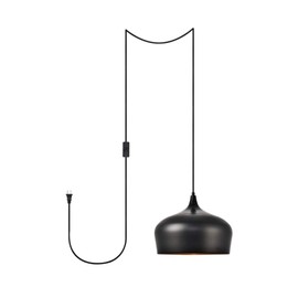 Living District Nora 1 Light Black Plug-in Pendant