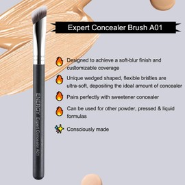 ENERGY Angled Foundation BrushesTriangled Nose Cotnour Concealer Brushes for Under Eye Setting Powder Nose Contouring with Liquid Cream Powder Vegan Synthetic Makeup Brush Set