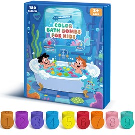 Bath Bombs for Kids - 180 Mini Color Tablets in 9 Bright Colors for Creative Bathtub Art - Fun & Colorful Bath Scientific Experiment for Boys & Girls