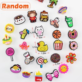 Wohohoho 50Pcs Cartoon Anime Shoe Charms for Clog, Random PVC Pattern Shoe Decoration Shoes Pins for Adults Teens Kids Party Favors GIft