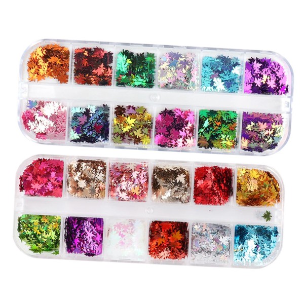 Ipetboom 2 Boxes Maple Leaf Sequins Nail Art Art Flakes