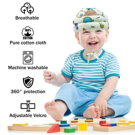 Baby Head Protector Infant Helmet No Bumps Safety Head Cushion for Crawling Walking Running, Adjustable Toddler Head Protector Safety Headguard (Colorful Dinosaur)