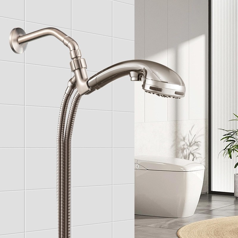 OFFO Shower Head Elbow Adapter, Brushed Nickel All Metal Handheld