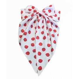 Strawberry Cheer Bow Strawberry Ponytail Holder Bowknot Strawberry Jumbo Bow Hair Ring Tie PHB24 (B1-Hair Clips)