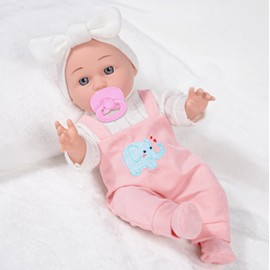 ebuddy 12 inch Baby Doll - Adorable Doll and Accessories Including Romper, Sleeping Bag, Feeding Accessories, Rabbit Plush Toy