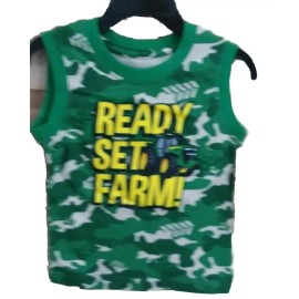 John Deere NWT John Deere boys sleeveless T shirt top READY SET FARM 24M