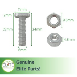 20 Long Cropped High Tensile Greenhouse Nuts & Bolts Genuine Elite Greenhouses Parts