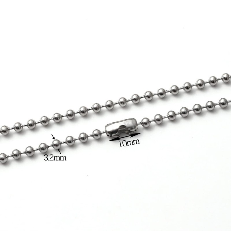Beaded Pull Chain Extension, BetterJonny 3.2mm Diameter Silver Stainless Steel