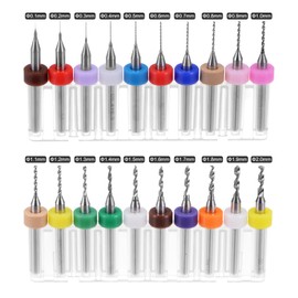 sourcing map Micro PCB Drill Bit Set, 1/8" Shank 0.1mm-2mm Solid Tungsten Carbide CNC Engraving Print Circuit Board Drill Bits Rotary Tool 20pcs