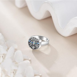 ANGSAU Holy Spirit Dove Ring Sterling Silver Sacred Heart Ring Jesus Christian Jewelry Gift for Men Women