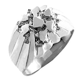 Nugget Rings Men's 925 Sterling Silver The King (Size 8.75)
