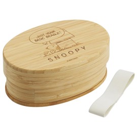 Skater BWLB6-A Bamboo Lunch Box, 23.6 fl oz (600 ml), Japanese Style Lunch Box, Oval Shaped, With Dividers, Lunch Belt Included, Snoopy