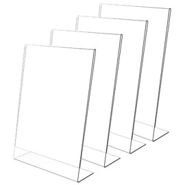 4 Pieces L Stand, Table Stand, Crystal Clear Acrylic, A5 L Shape Clear Acrylic Counter, Drawing Display, Acrylic Poster for Restaurant, Shop, Hotel, Office, Exhibition