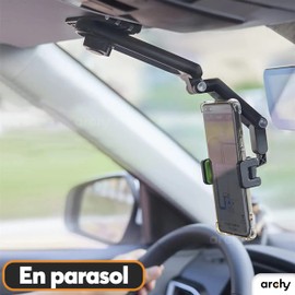 Archy Soporte para Celular Automovil Brazo Articulado Multiuso Sujetador Parasol Giratorio Rotacion 360 Flexible Base Porta Celular para Auto Universal Carro Coche Accesorios para Auto (1969 Gris)