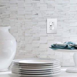 Legrand adorne Dual-USB, 15A, Ultra-Fast Charge, 6 Amp, Type A/C, USB, Hybrid Outlet (with Wall Plate, White), ARTRUSB156ACW4WP