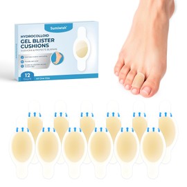 Sumiwish Hydrocolloid Blister Bandages for Feet - Extra Cushioning for Foot, Toe, & Heel Protection - Ideal for Blister Prevention & Recovery - Water Resistant Bandages (12 Count, Toe Pack)