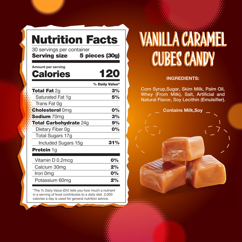Caramel Cubes Candy | 2-Pound Bag | Individually Wrapped |