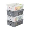 Fabnati 4-Pack Plastic Storage Basket with Handles, Stackable Basket Organizer