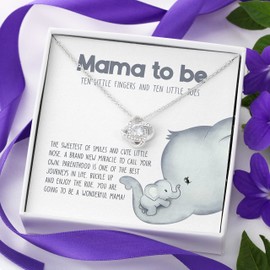 Pregnancy Necklace .925 Sterling Silver Love Knot Standard - Mama to Be - for First Time Mom New Mother Pregnant Congrats Baby Reveal Parenting