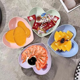 EDNEY 4 Pack Unbreakable Small Snack Dessert Dishes, Heart Shape Mini Dipping Sauces Bowls