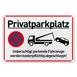 Parken Verboten Sign, 30 x 20 cm, Aluminium Warning Sign, Includes 4 Drill Holes, Rounded Corners, Warning Sign, The Violating Vehicle Is Been Towed At The Cost of the Owner Gold