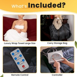 The Wellness Inc. Infrared Sauna Blanket - Portable Infrared Sauna for Home, Personal Sauna for Women & Men - Odourless, Fireproof & Waterproof Material - Includes Wrap Up Towel & Carry Storage Bag