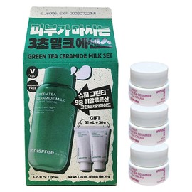 Innisfree Green Tea Ceramide Milk Set (Milk Essence 160ml+Green Tea Cream 31ml+Green Tea Cleansing Foam 30g)+Ceramide Cream 10ml 3pcs / 이니스프리 그린티 세라마이드 밀크 세트 (밀크 에센스160ml+그린티 크림31ml+그린티 클렌징폼30g)+세라마이드 크림10ml 3개